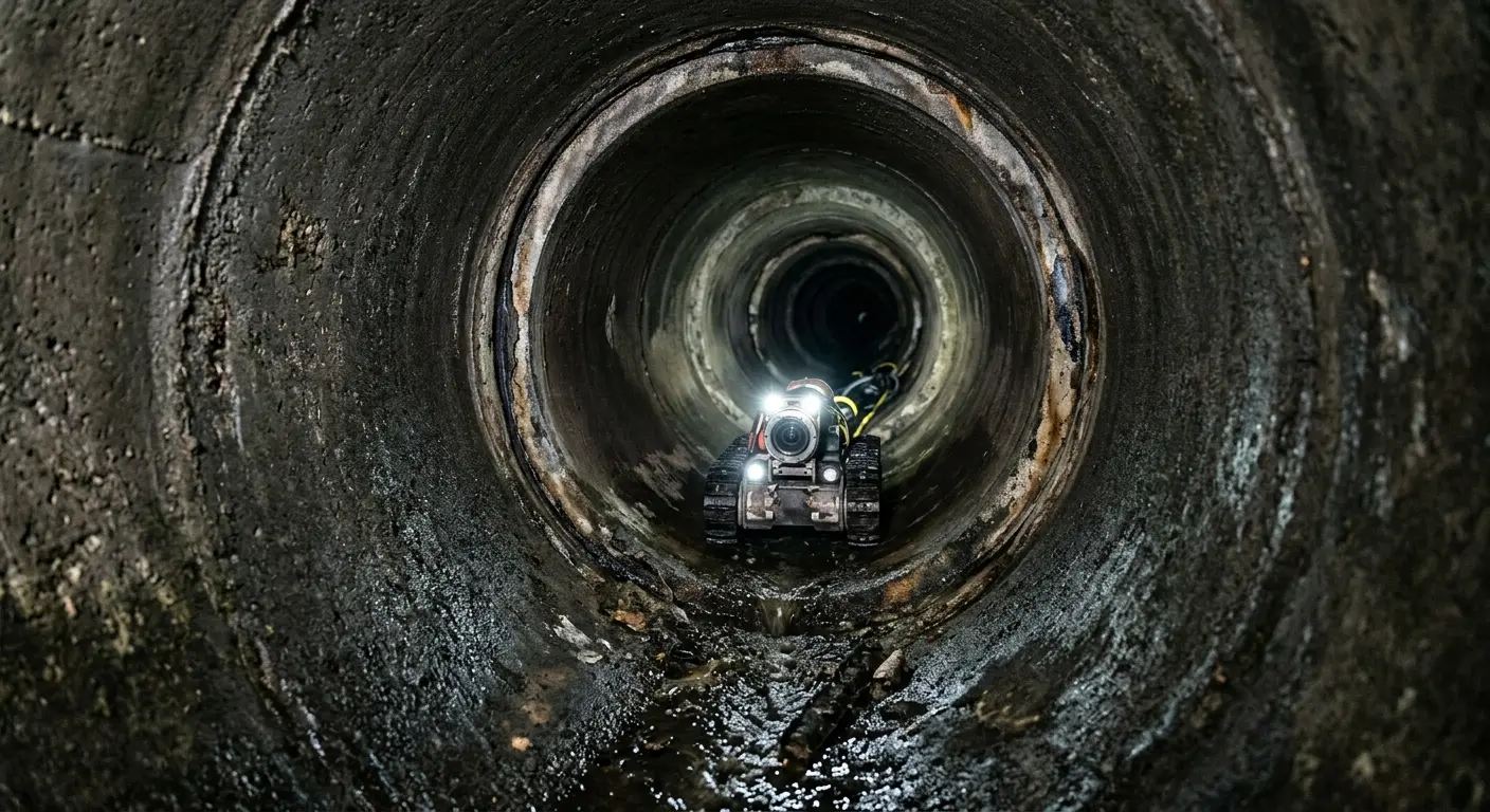 Robotic sewer camera inspecting pipe interior for Drain Snake Service in Marengo