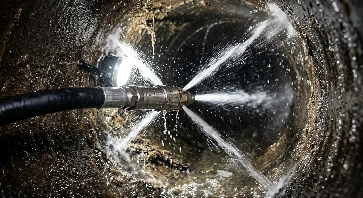 High-pressure hydro jetting nozzle cleaning sewer pipe for Storm Drain Cleaning in Marengo